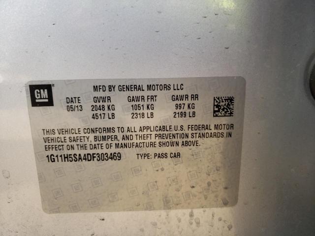 1G11H5SA4DF303469 - 2013 CHEVROLET MALIBU LTZ ვერცხლისფერი ფოტო 12