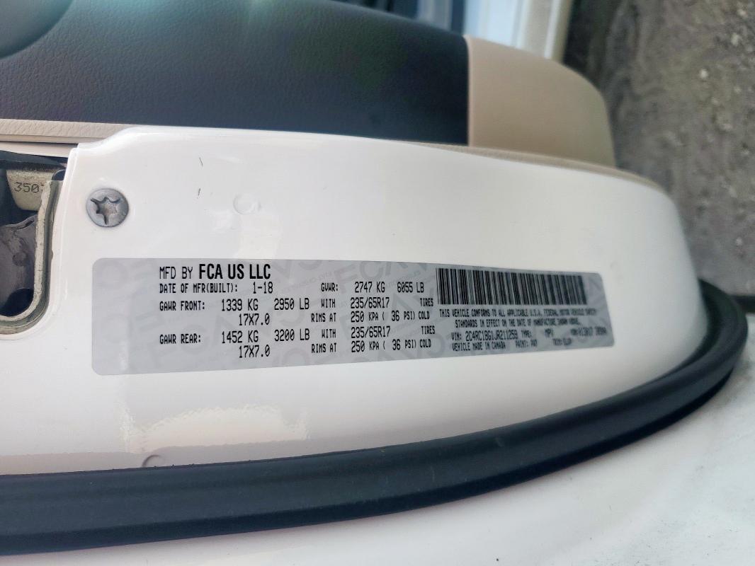 2C4RC1BG1JR211259 - 2018 CHRYSLER PACIFICA TOURING L WHITE photo 13