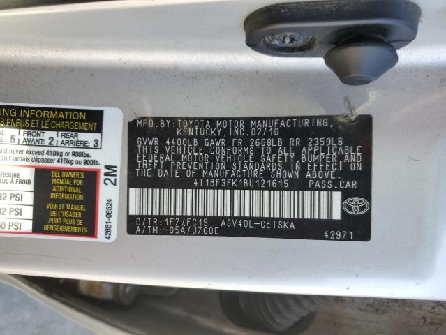 4T1BF3EK1BU121615 - 2011 TOYOTA CAMRY BASE Gümüş fotoğraf 12