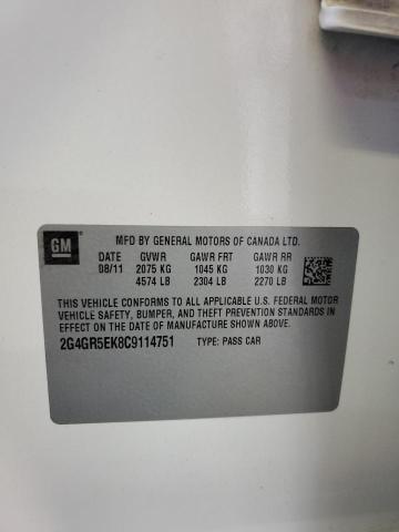 2G4GR5EK8C9114751 - 2012 BUICK REGAL 白色 照片 13