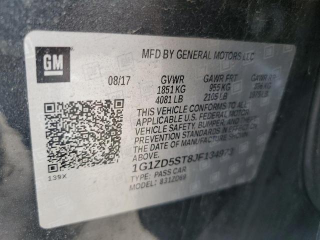 1G1ZD5ST8JF134973 - 2018 CHEVROLET MALIBU LT გრაფიტი ფოტო 12