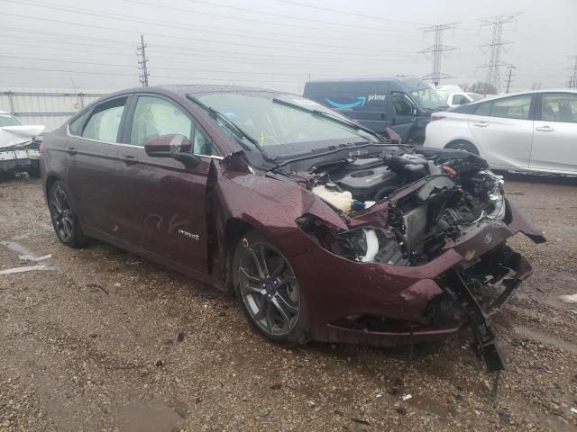 3FA6P0LU2JR120832 - 2018 FORD FUSION SE HYBRID BURGUNDY photo 1