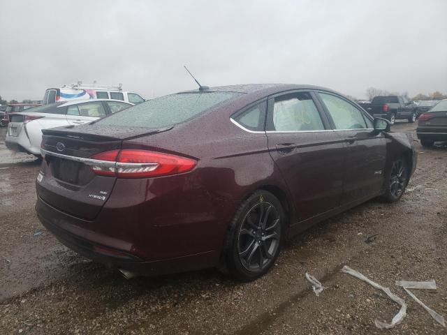 3FA6P0LU2JR120832 - 2018 FORD FUSION SE HYBRID BURGUNDY photo 4