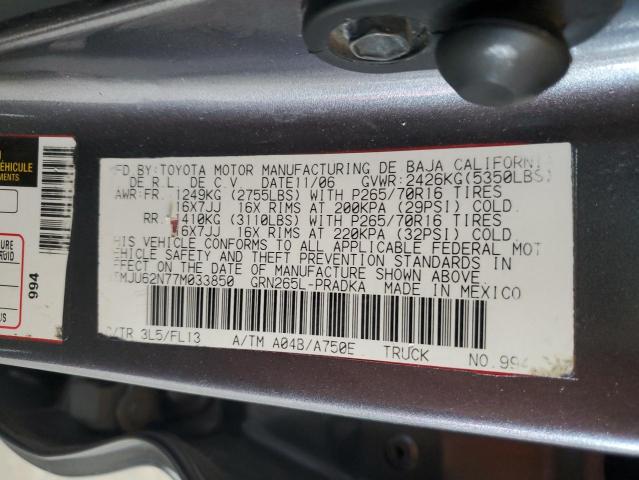 3TMJU62N77M033850 - 2007 TOYOTA TACOMA DOUBLE CAB PRERUNNER GRAY photo 13