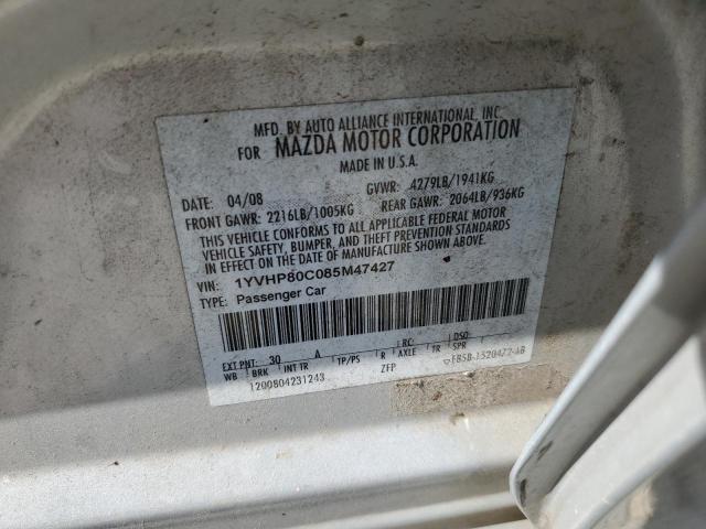 1YVHP80C085M47427 - 2008 MAZDA 6 I 银色 照片 12