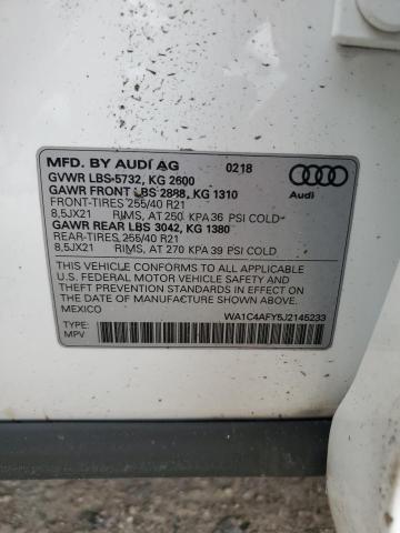 WA1C4AFY5J2145233 - 2018 AUDI SQ5 PRESTIGE WHITE photo 13