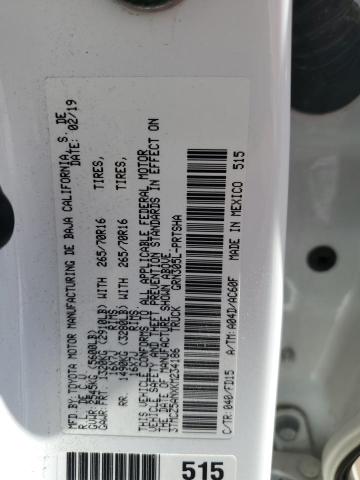 3TMCZ5ANXKM234186 - 2019 TOYOTA TACOMA DOUBLE CAB WHITE photo 12