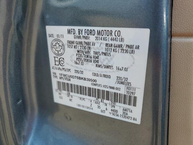 1FMCU0D75BKB30500 - 2011 FORD ESCAPE XLT BLUE photo 14