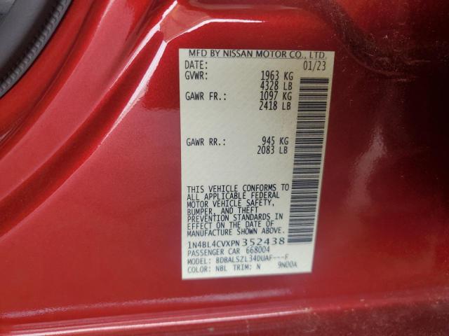 1N4BL4CVXPN352438 - 2023 NISSAN ALTIMA SR RED photo 12