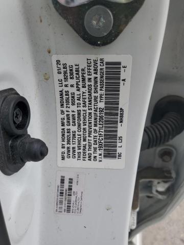 19XFC1F71LE206192 - 2020 HONDA CIVIC EXL WHITE photo 12