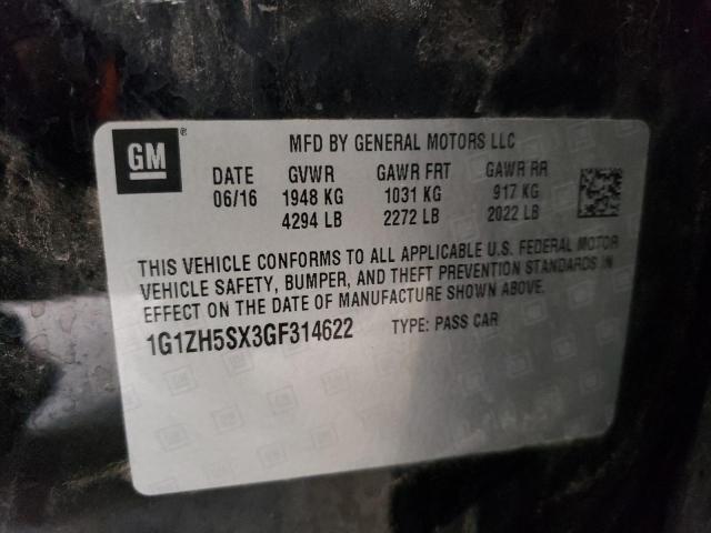 1G1ZH5SX3GF314622 - 2016 CHEVROLET MALIBU PREMIER CHARCOAL photo 12