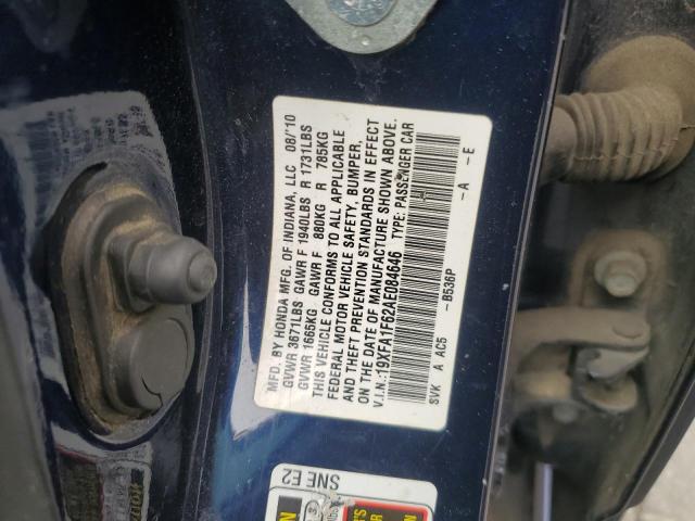 19XFA1F62AE084646 - 2010 HONDA CIVIC LX-S BLUE photo 12