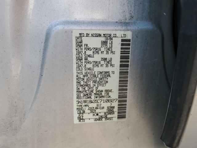 5N1AR18W35C710827 - 2005 NISSAN PATHFINDER LE 银色 照片 13