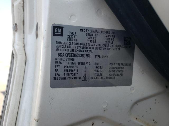 5GAKVCED6CJ369761 - 2012 BUICK ENCLAVE Blanco foto 13