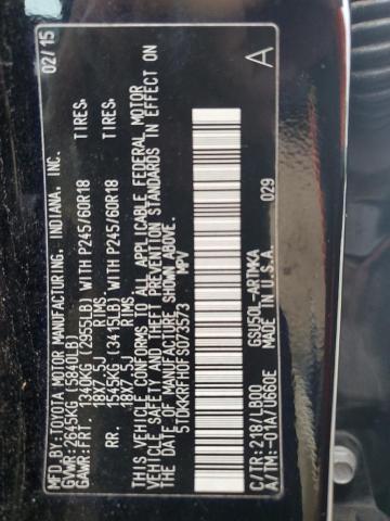 5TDKKRFH0FS073573 - 2015 TOYOTA HIGHLANDER XLE BLACK photo 14