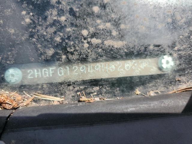 2HGFG12949H526374 - 2009 HONDA CIVIC EXL ნაცრისფერი ფოტო 12