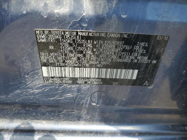 2T3BF4DV5AW042116 - 2010 TOYOTA RAV4 BLUE photo 13