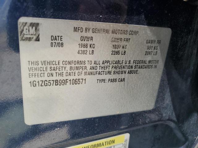 1G1ZG57B99F106571 - 2009 CHEVROLET MALIBU LS أزرق صورة 12