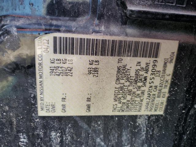 1N4AL2AP2CN553099 - 2012 NISSAN ALTIMA BASE BLACK photo 12