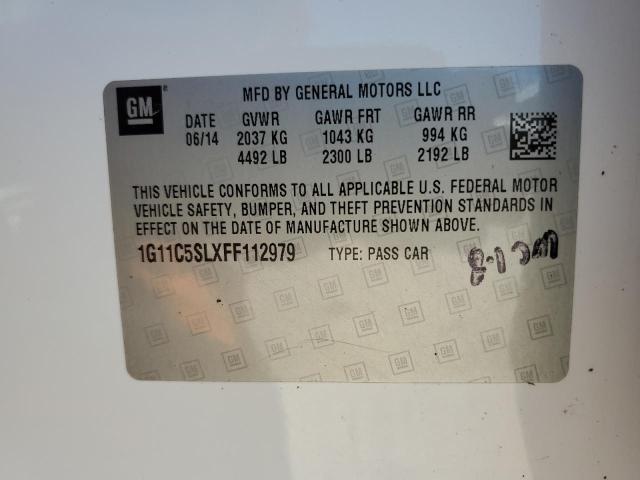 1G11C5SLXFF112979 - 2015 CHEVROLET MALIBU 1LT 白色 照片 12