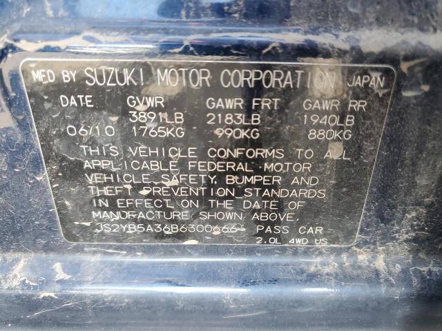 JS2YB5A36B6300666 - 2011 SUZUKI SX4 BLUE photo 12