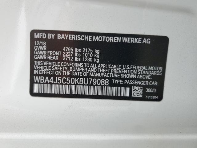 WBA4J5C50KBU79088 - 2019 BMW 440I GRAN COUPE WHITE photo 12