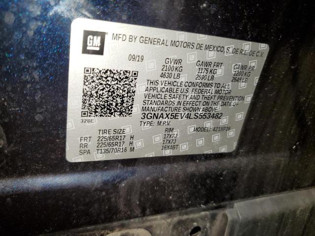 3GNAX5EV4LS553482 - 2020 CHEVROLET EQUINOX BLUE photo 14