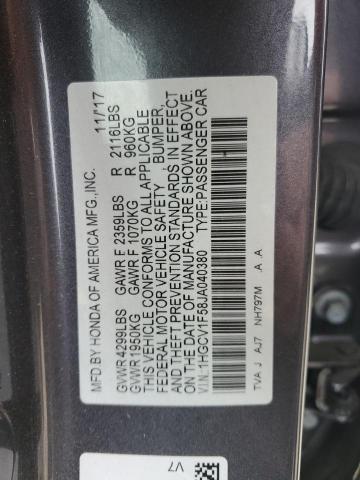 1HGCV1F58JA040380 - 2018 HONDA ACCORD EXL GRAY photo 13