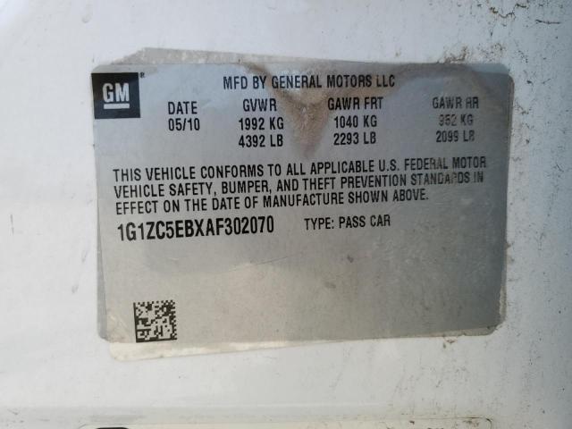 1G1ZC5EBXAF302070 - 2010 CHEVROLET MALIBU 1LT 白色 照片 12