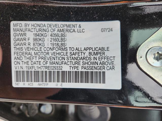 19XFL1H77RE029332 - 2024 HONDA CIVIC EXL BLACK photo 14