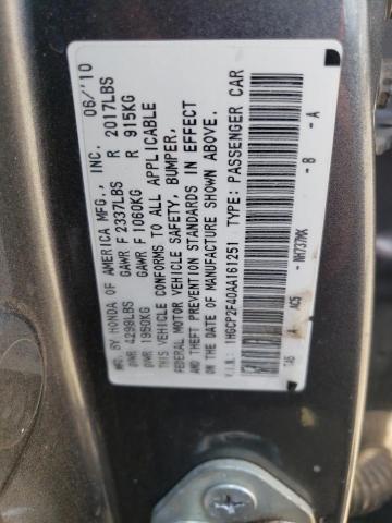 1HGCP2F40AA161251 - 2010 HONDA ACCORD LXP GRAY photo 12