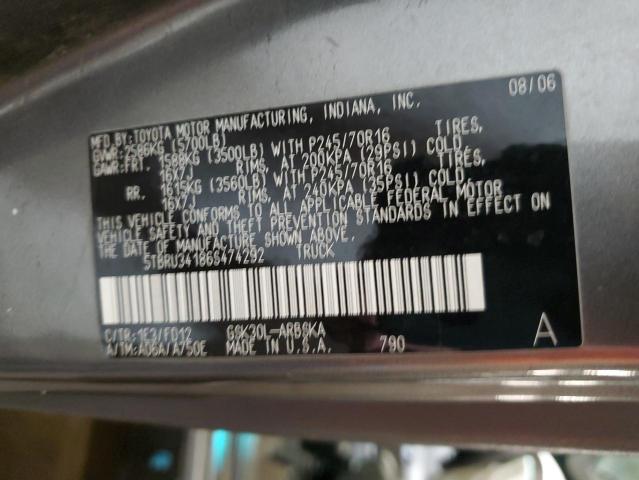 5TBRU34186S474292 - 2006 TOYOTA TUNDRA ACCESS CAB SR5 GRAY photo 12