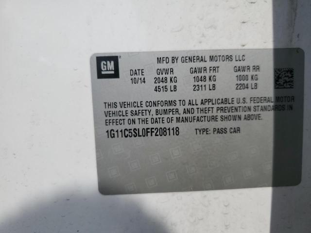 1G11C5SL0FF208118 - 2015 CHEVROLET MALIBU 1LT WHITE photo 12