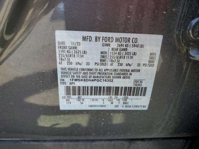 1FMSK8DH4PGC16352 - 2023 FORD EXPLORER XLT Gri fotoğraf 14