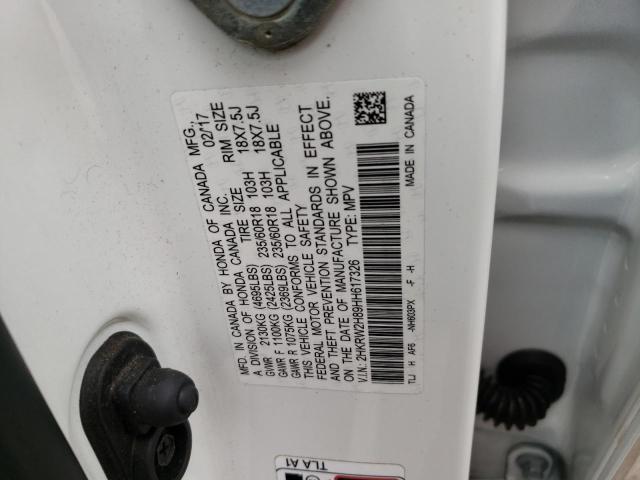 2HKRW2H89HH617326 - 2017 HONDA CR-V EXL WHITE photo 13