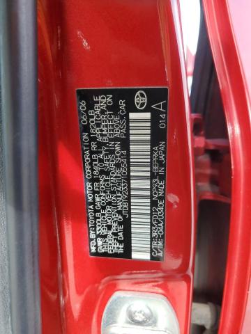 JTDBT923371055414 - 2007 TOYOTA YARIS RED photo 12