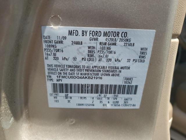 1FMCU0DG4AKB21916 - 2010 FORD ESCAPE XLT GOLD photo 13