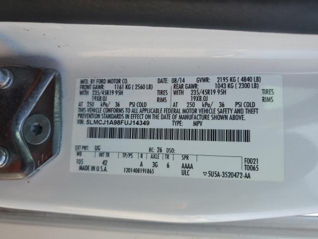 5LMCJ1A98FUJ14349 - 2015 LINCOLN MKC 白色 照片 14