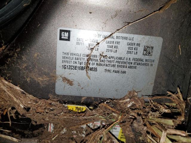 1G1ZC5E16BF374635 - 2011 CHEVROLET MALIBU 1LT ნაცრისფერი ფოტო 12