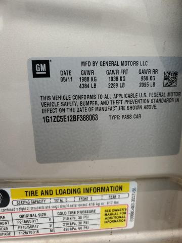 1G1ZC5E12BF388063 - 2011 CHEVROLET MALIBU 1LT 金色 照片 12