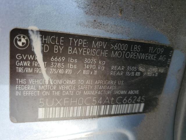 5UXFH0C54ALC66245 - 2010 BMW X6 HYBRID BLUE photo 13