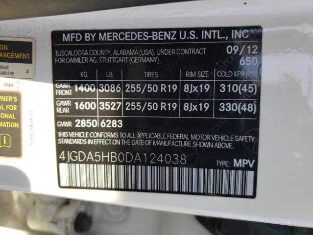 4JGDA5HB0DA124038 - 2013 MERCEDES-BENZ ML 350 4MATIC SILVER photo 13