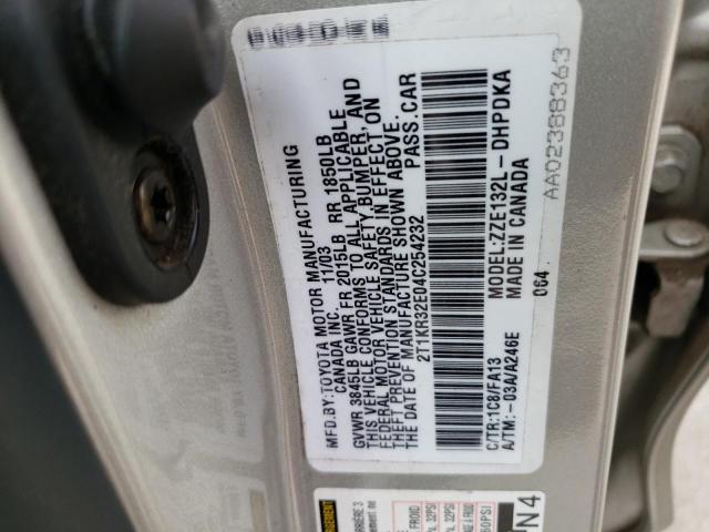 2T1KR32E04C254232 - 2004 TOYOTA COROLLA MA XR SILVER photo 13