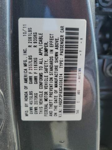 1HGCP3F8XCA008274 - 2012 HONDA ACCORD EXL SILVER photo 13