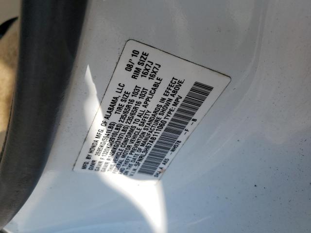 5FNRL3H67AB111060 - 2010 HONDA ODYSSEY EXL WHITE photo 13