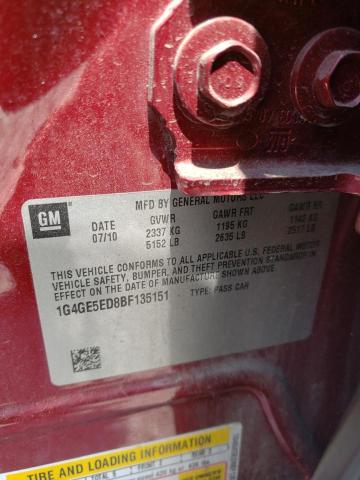 1G4GE5ED8BF135151 - 2011 BUICK LACROSSE CXS 栗色 照片 12