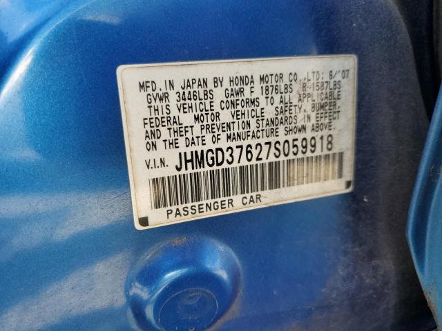 JHMGD37627S059918 - 2007 HONDA FIT S 蓝色 照片 12