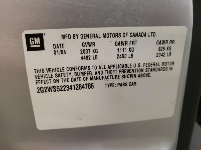 2G2WS522341284786 - 2004 PONTIAC GRAND PRIX GT2 ვერცხლისფერი ფოტო 13