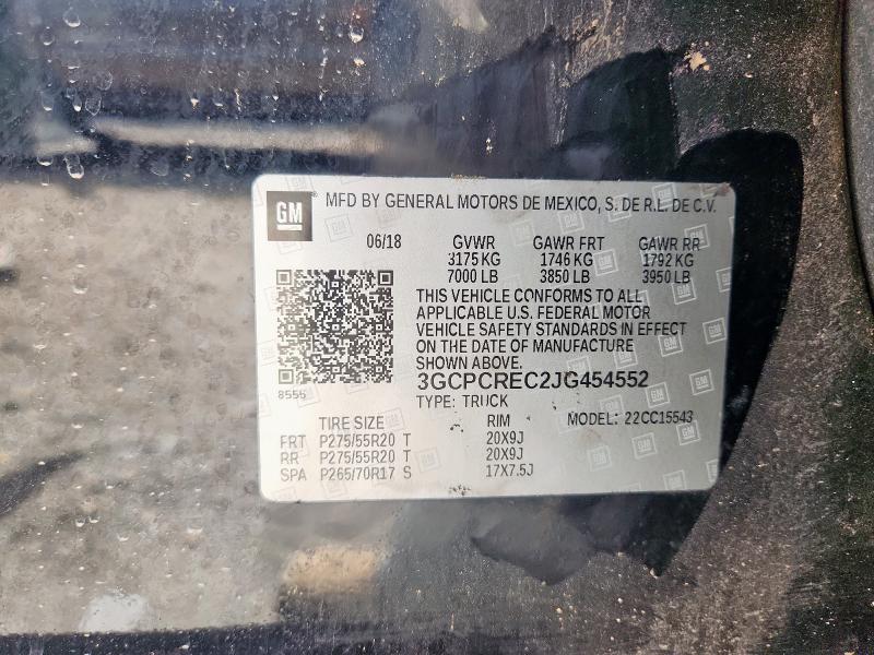 3GCPCREC2JG454552 - 2018 CHEVROLET SILVERADO C1500 LT BLACK photo 12