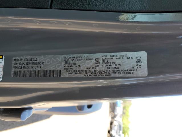 1C4HJXDN4MW637538 - 2021 JEEP WRANGLER UNLIMITED SPORT GRAY photo 12